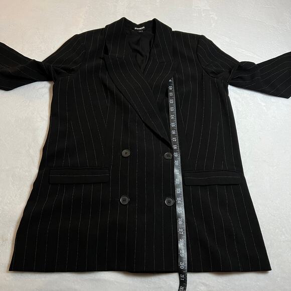 Express Double Breasted Pinstripe Blazer Size Medium Classic Office Professional - Picture 10 of 10